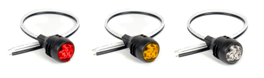 LED Signal Lights, 3/4“ Clearance and Marker Lights available in red, yellow, and white